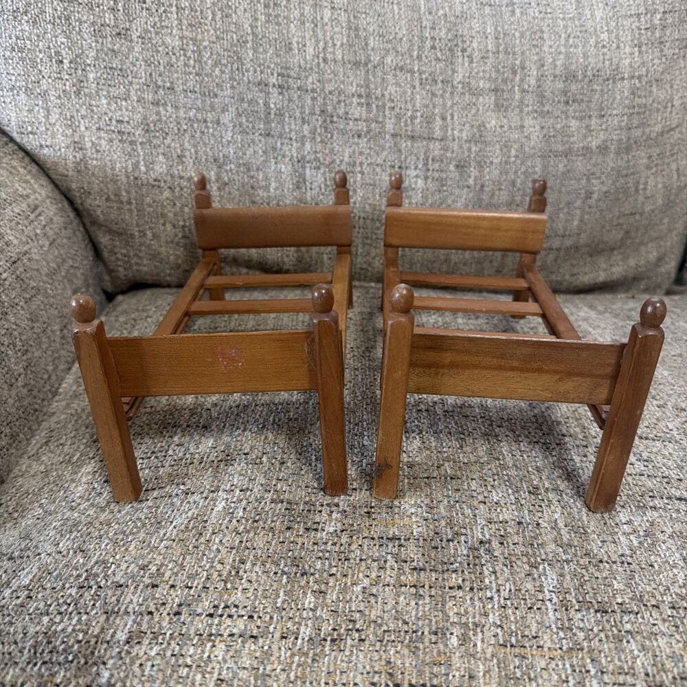 Strombecker dollhouse furniture bed lot 2 wooden vintage 1950s era Bunk bed - Picture 2 of 7